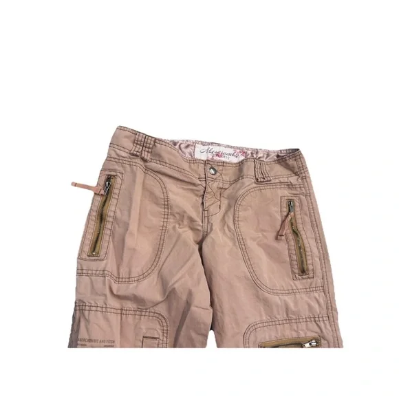 Vtg Abercrombie & Fitch Cargo Military Distressed Y2K Tan Pants Woman’s 4 - Picture 4 of 13